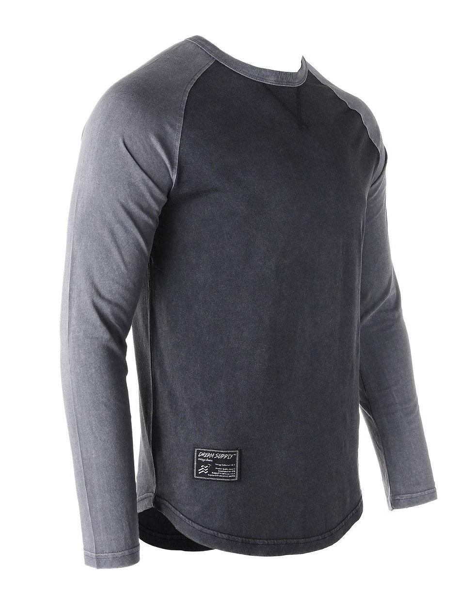 Miniatura: ZIMEGO Mens Athletic Fit Baseball Retro Contrast Long Sleeve Raglan T-Shirt