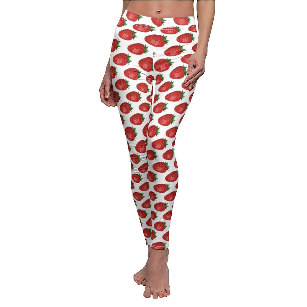 Thumbnail: Strawberry Print Casual Leggings
