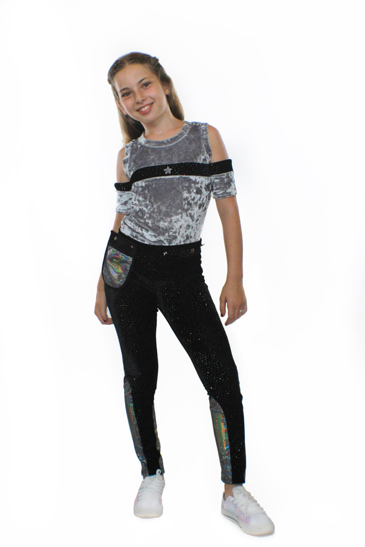 Saturn, Silver Crushed Velvet and Glitter Top