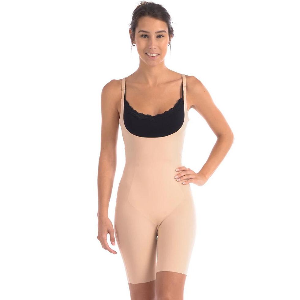 Thumbnail: Wear Your Own Bra Bodysuit Shaper With Targeted Double Front Panel Nude