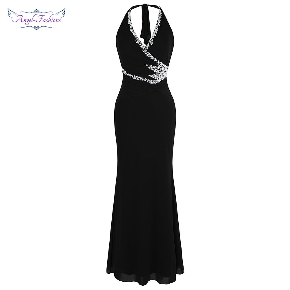 Halter Beading Black Evening Dresses Formal