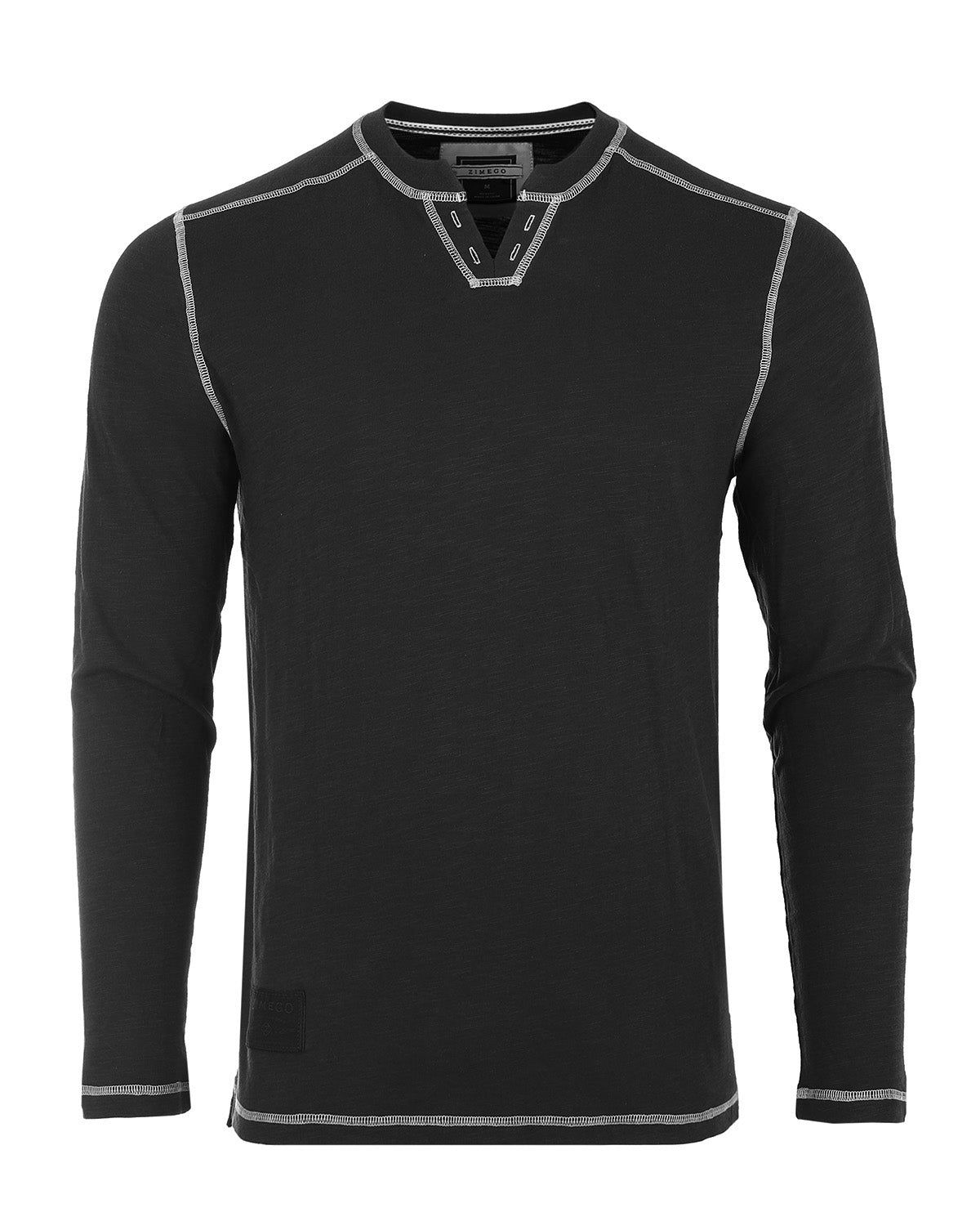 ZIMEGO Men's Vintage Long Sleeve Notch V-Neck Henley Casual Shirt