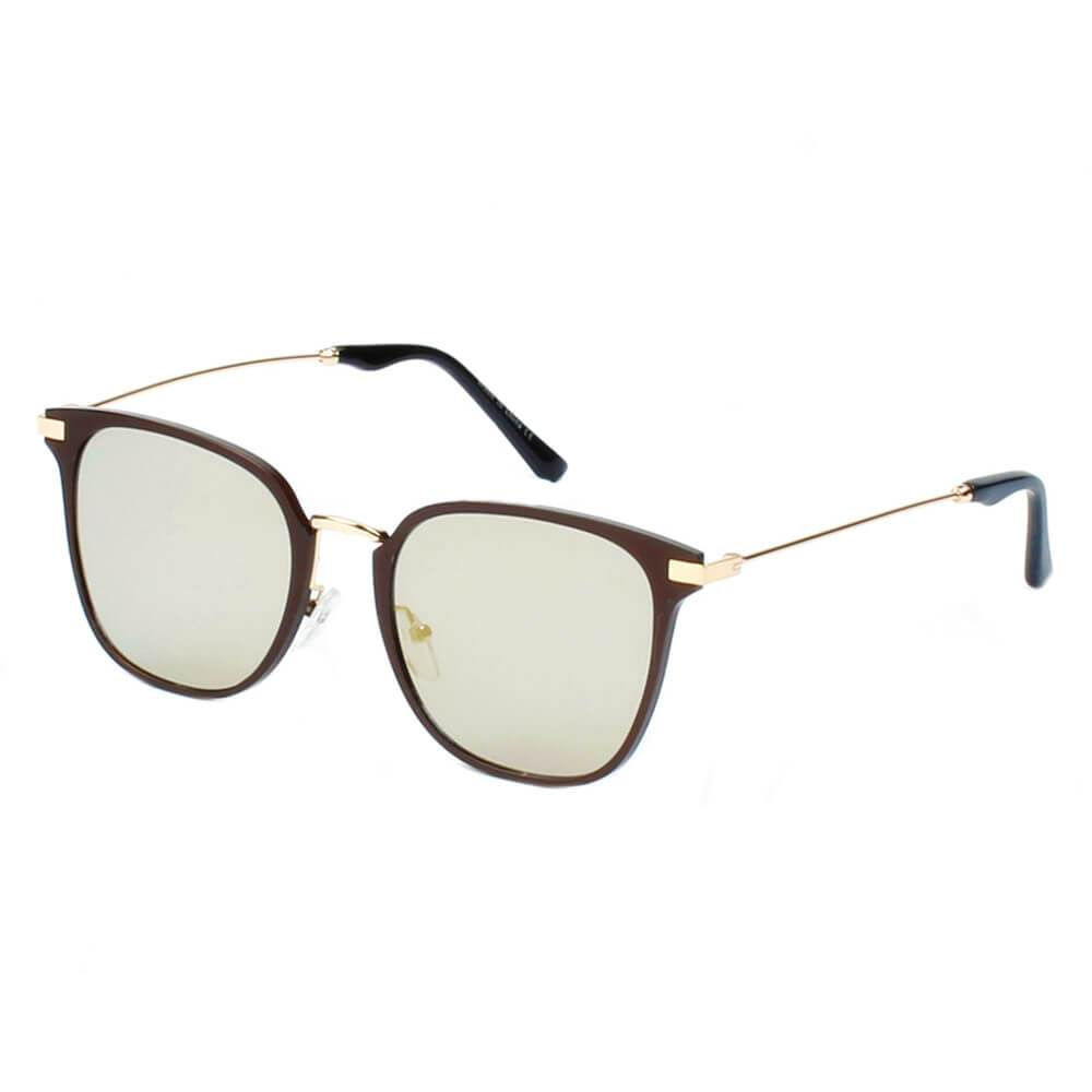CAMBRIDGE | A22 - Pillowed Rectangle Flat Lens Horned Rim Sunglasses