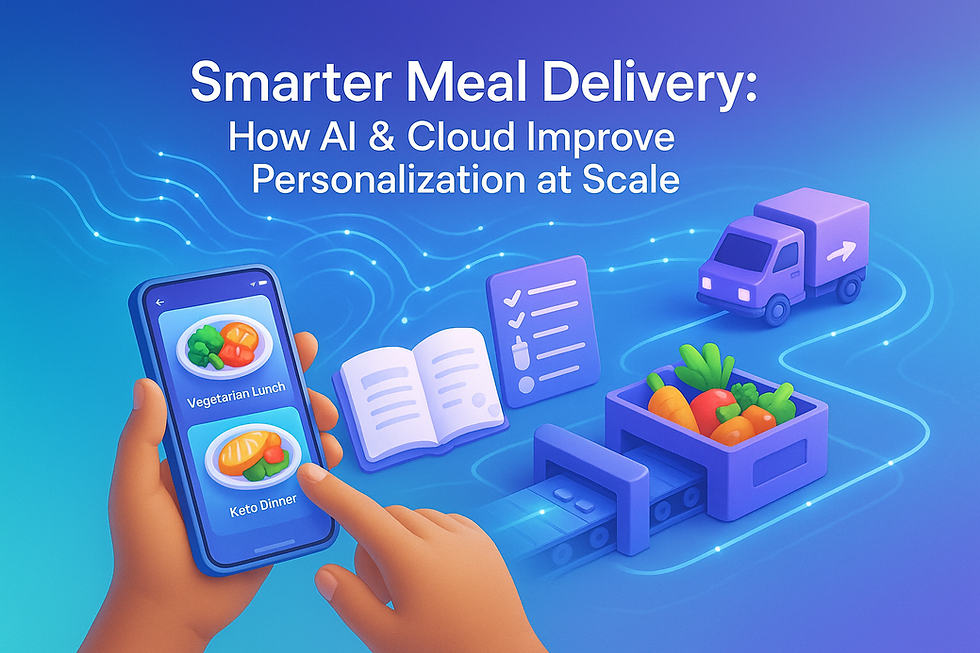 AI-powered personalized meal delivery system with smartphone selection, recipe planning, and smart logistics