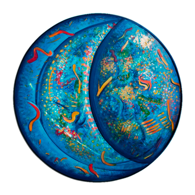 Al interior del universo.
Acrilico y laca sobre madera.