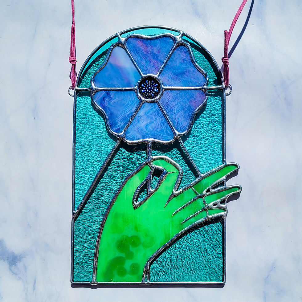 Thumbnail: Garden Goddess Green Thumb Flower Stained Glass Suncatcher