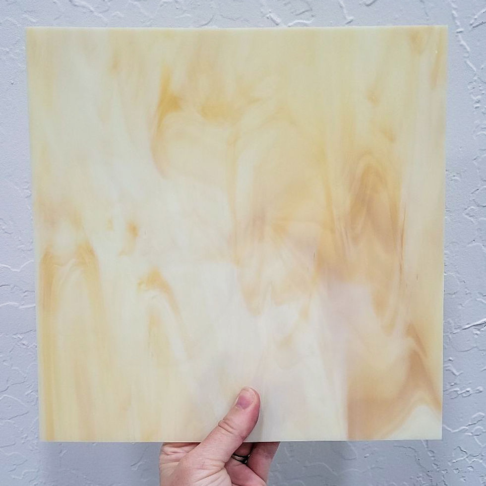 White & Light Amber Stained Glass Sheet Supply