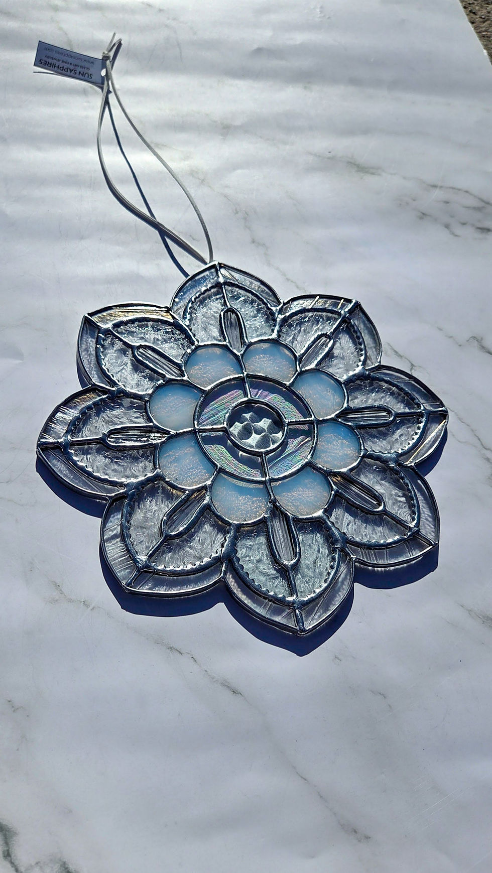 Thumbnail: Floral Mandala Stained Glass Suncatcher Boho scalloped