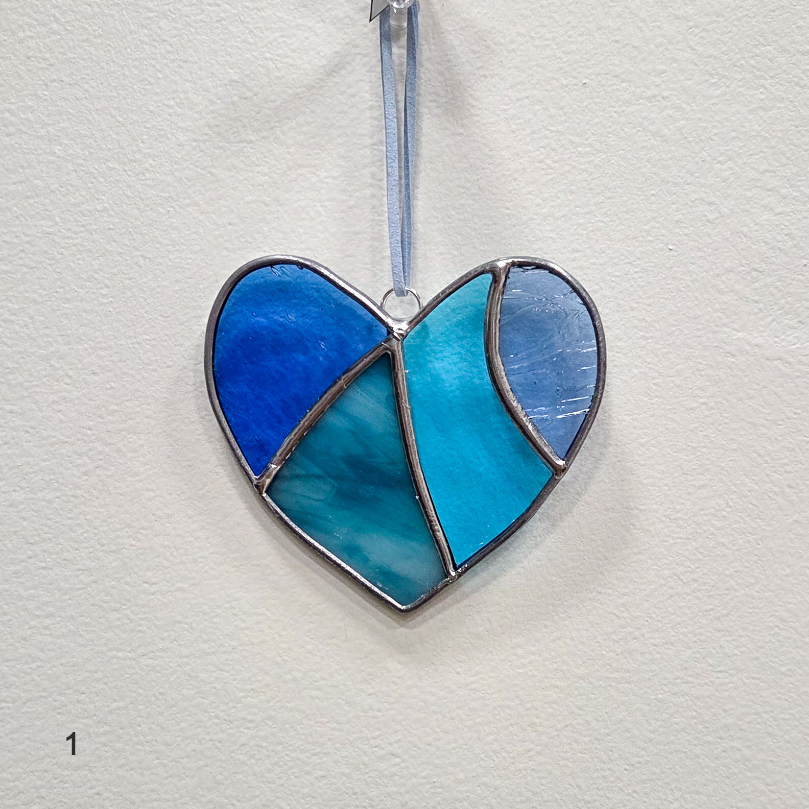 Blue stained glass heart, small ornament, love, gift
