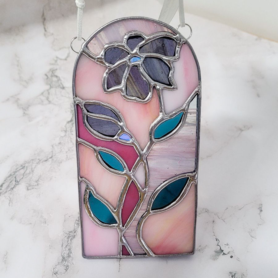 Thumbnail: Floral Arched Stained Glass Suncatcher Petite Nature