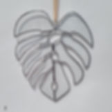 Tropical clear monstera leaf stained glass house plant