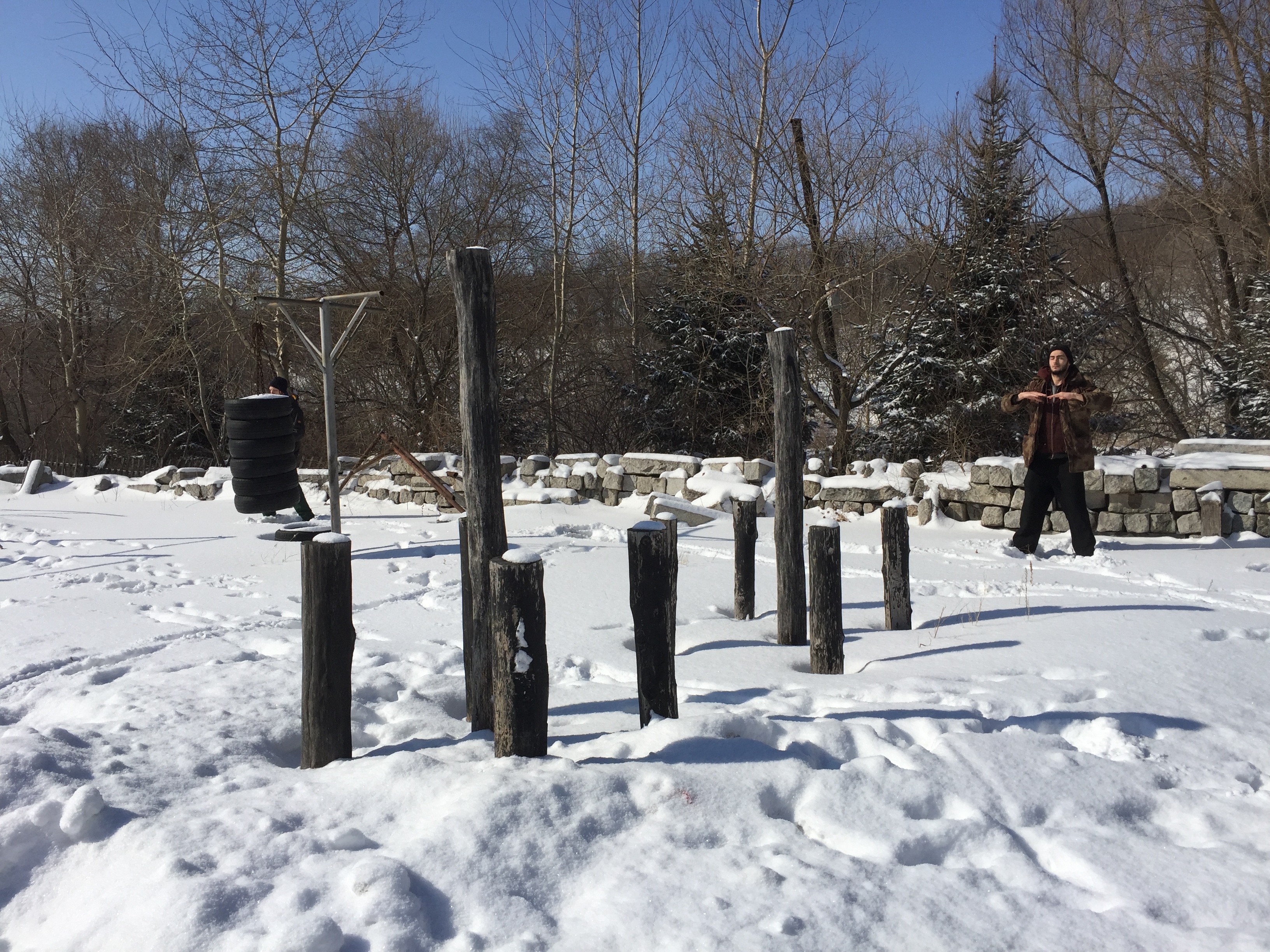 School grounds in winter