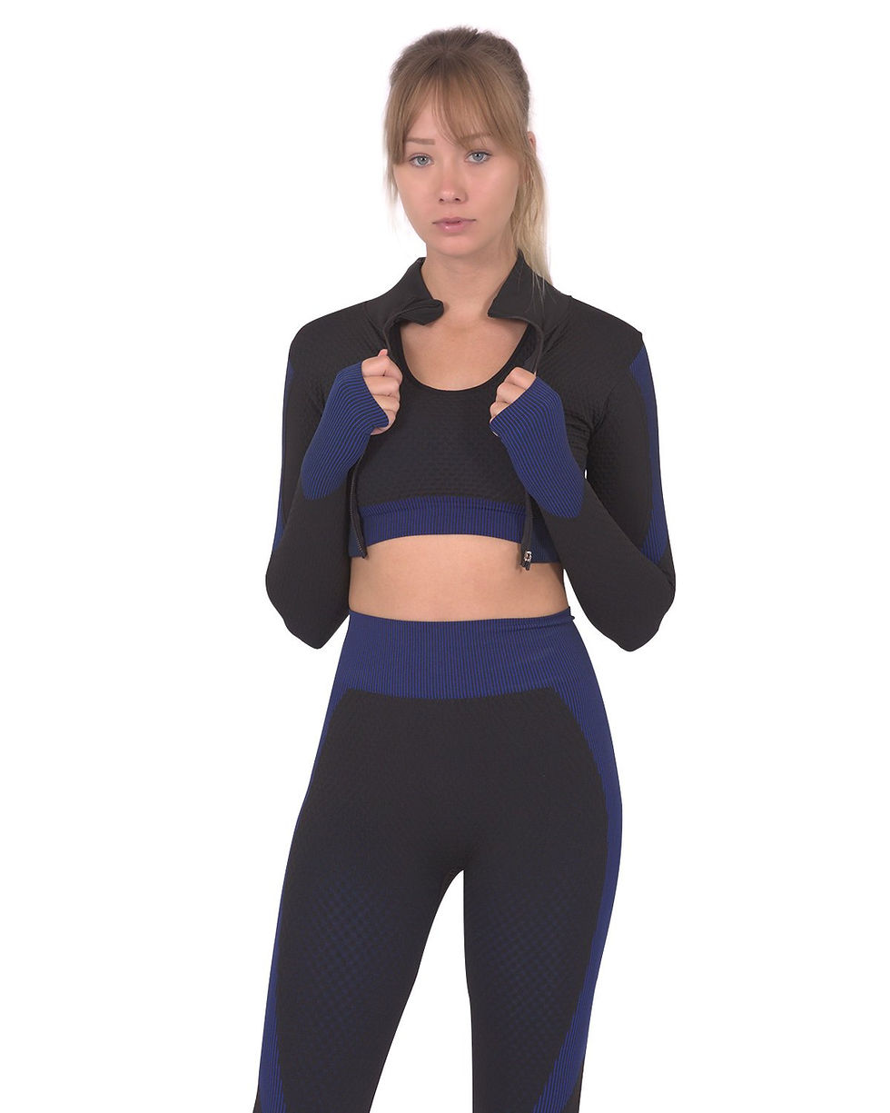 Thumbnail: Trois Seamless Sports Jacket - Black With Navy