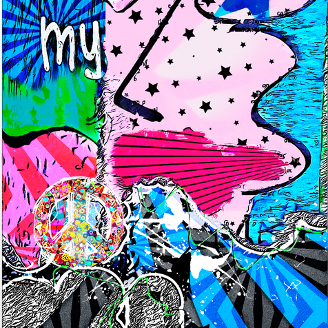 Stars stripes hot pink faces graffiti