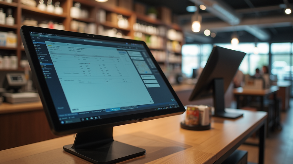 Eye-level view of a modern POS system setup in a retail environment