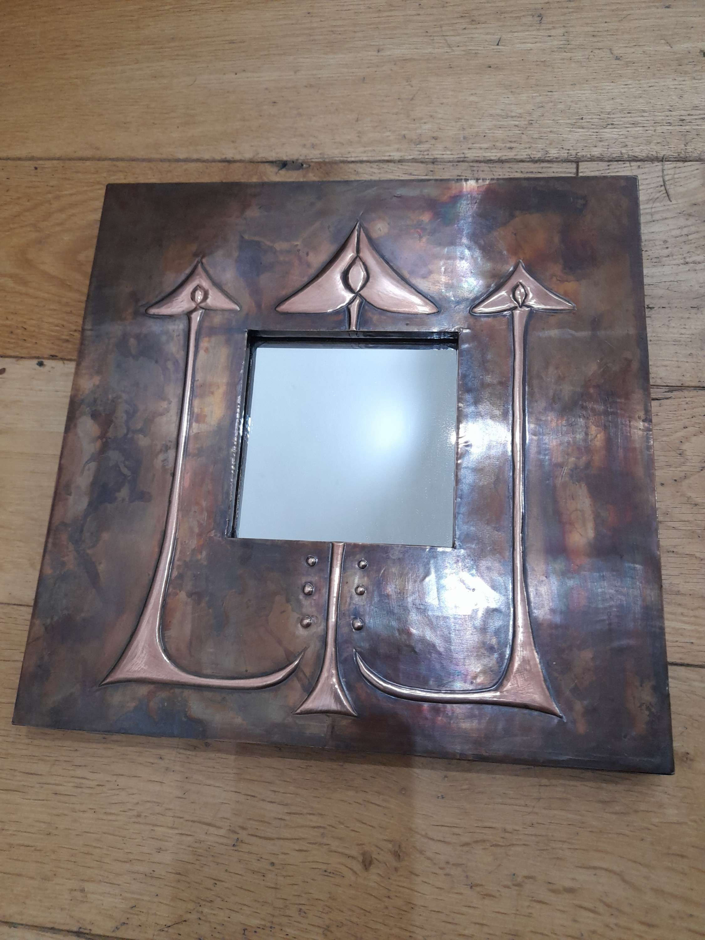 Arts and Crafts Copper mirror by Allan Craig