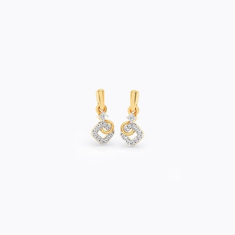 Elegant diamond earrings: gold, square-shaped, dangling
