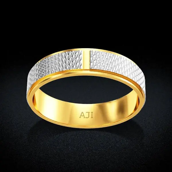 Two-toned gold band with AJI logo