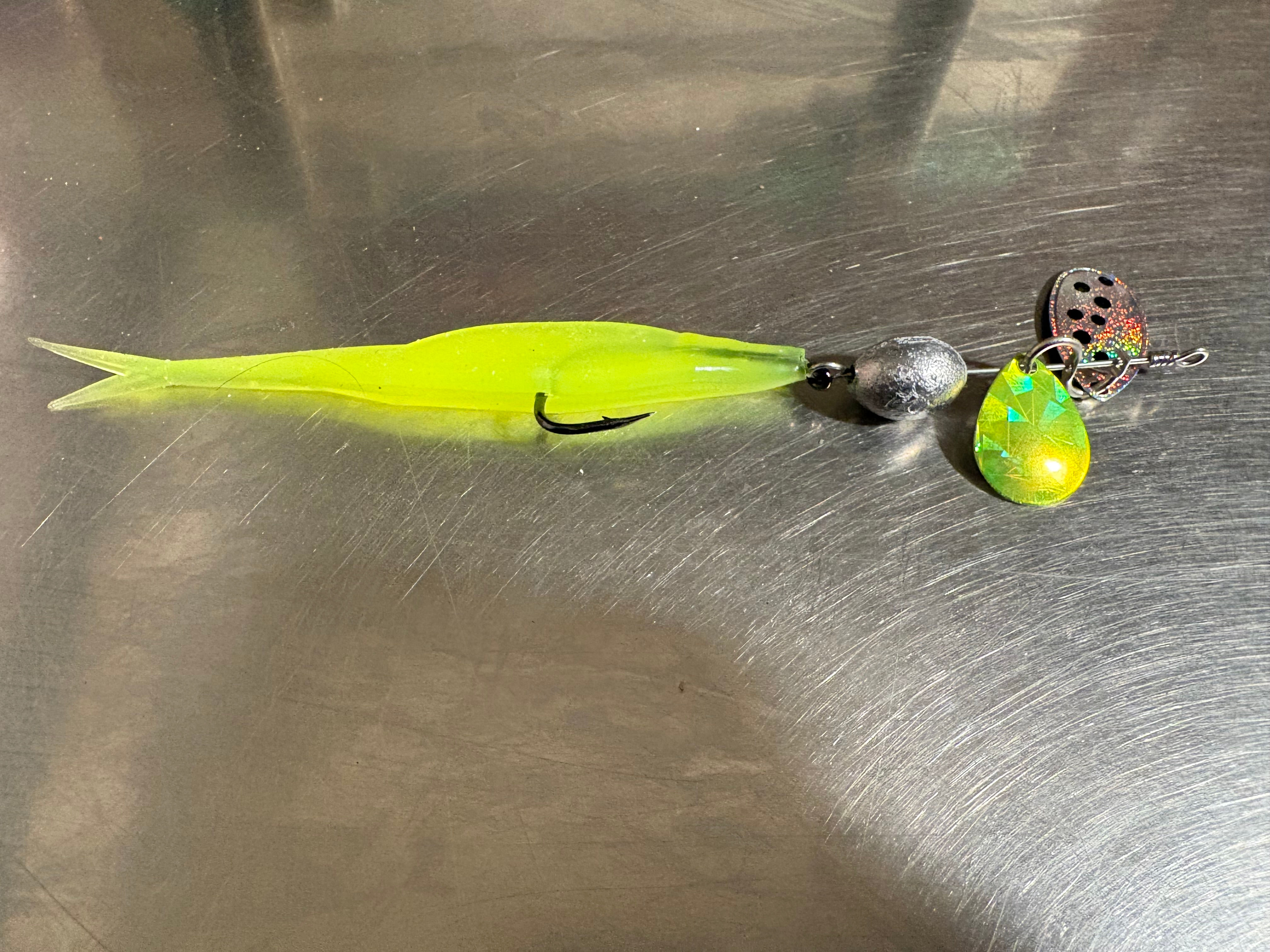 Chartreuse Fluke Spinner Jigs 5 inch
