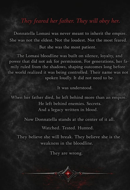 Back Cover of The Lomasi Bloodline Book