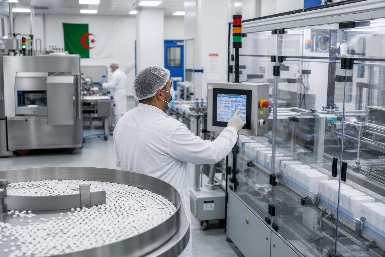Usine pharmaceutique en Algérie illustrant la production locale de médicaments