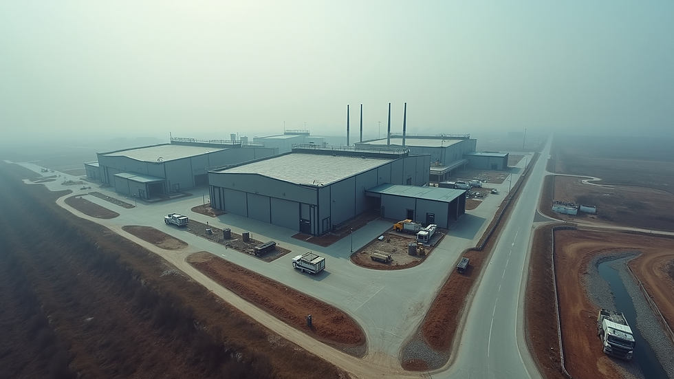 Vue aérienne d'une usine industrielle moderne en construction