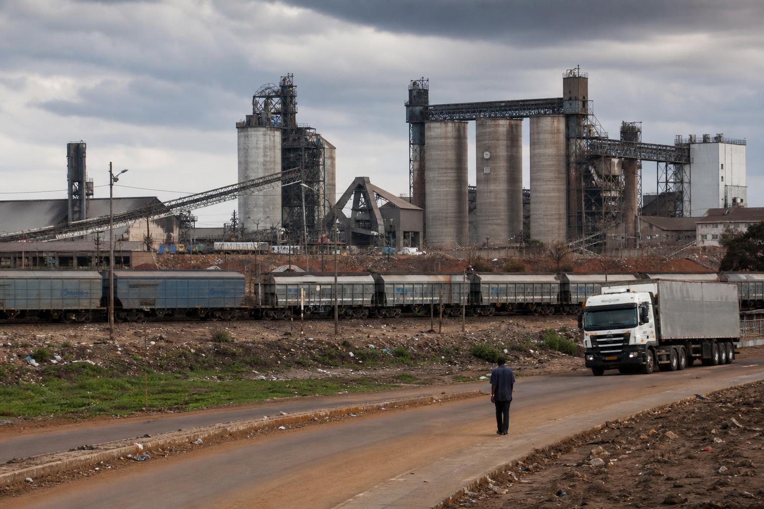 Site industriel en Afrique avec infrastructures et équipements
