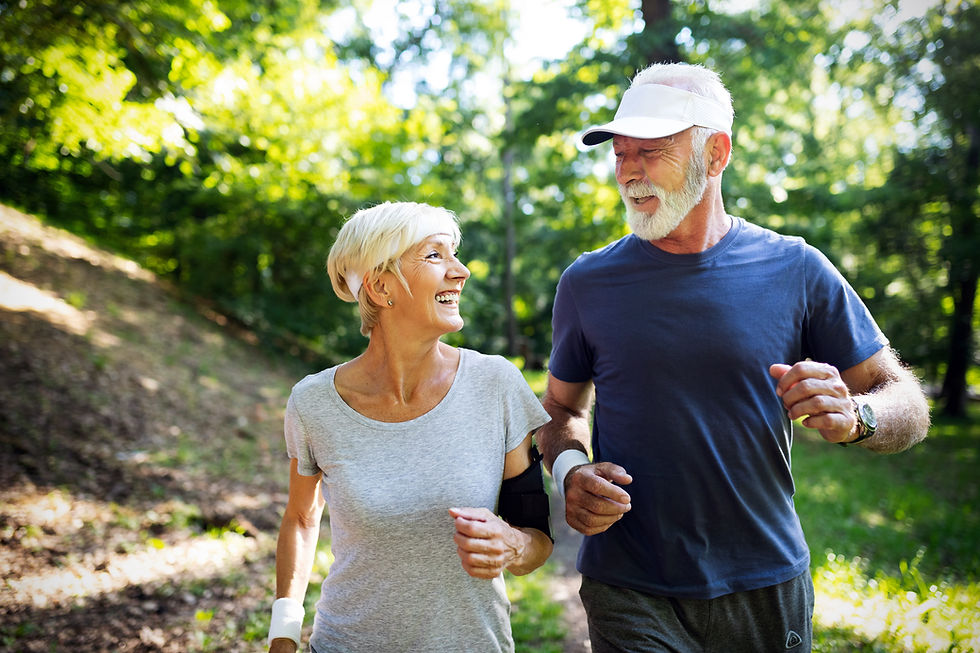 Happy senior couple after pain management treatment at Groth Pain & Spine in Long Island, NY.