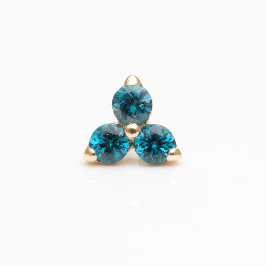 Trio von Anatometal aus 14 Karat Gelbgold mit London Blue