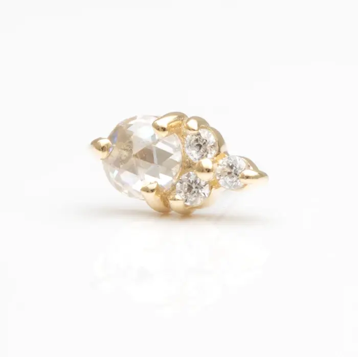 Thumbnail: Gelbgold Piercingschmuck für Helix Piercing mit Zirkonia