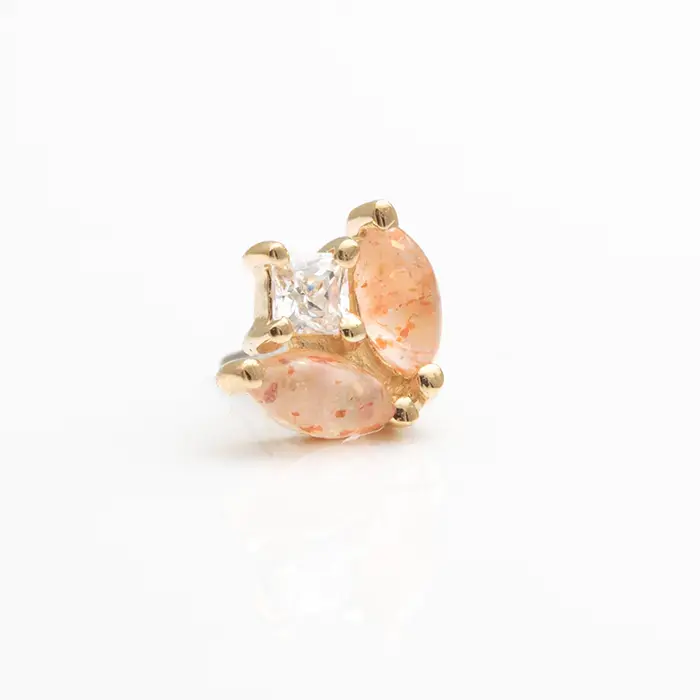 Miniaturbild: Flat Helix Piercingschmuck aus Gold mit Sunstone