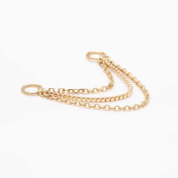 Miniaturbild: Piercing Chain aus Gelbgold für Helix Piercing