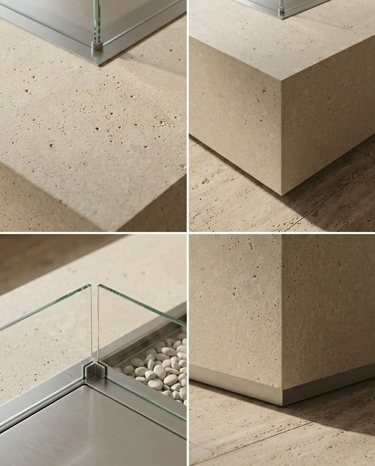 Beton saksı veya ateş çukurunun modern tasarım detayları.