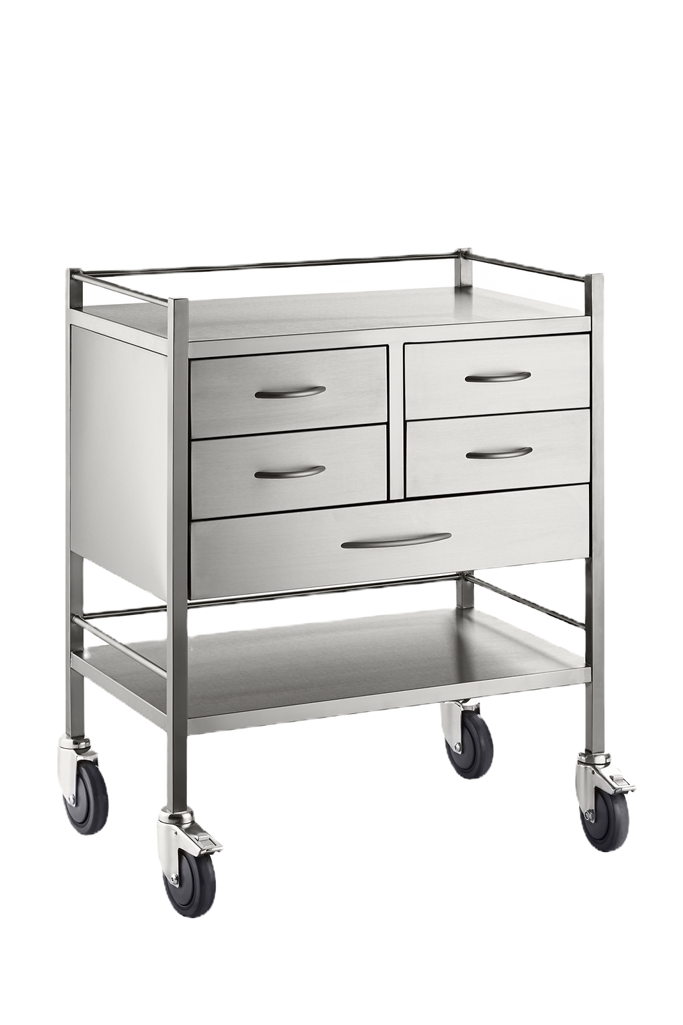Stainless Steel Resuscitation Trolley Five Drawer