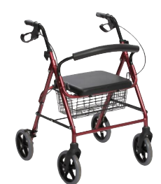 Aluminum rollator with seat and basket