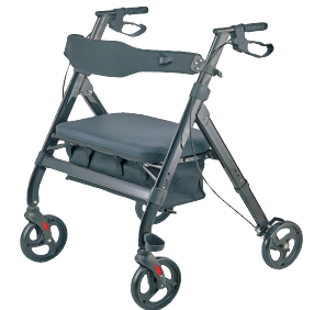 Heavy duty bariatric aluminum rollator with seat