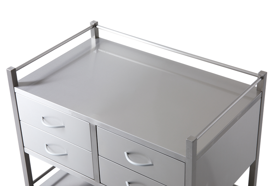 Thumbnail: Stainless Steel Double Trolley Four Drawer (Two Over Two)