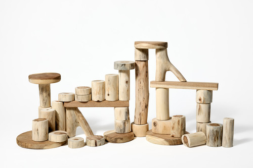 Wooden Toys for Children | Bark-less Blocks 36 pcs | Treeblocks | US