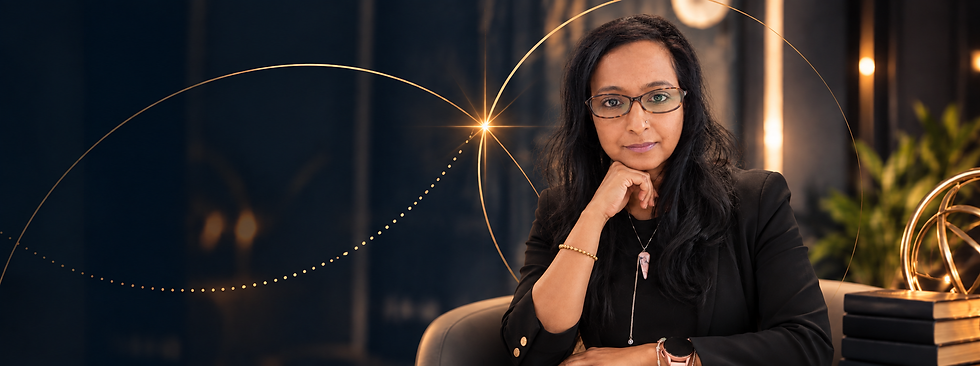 Thoughtful Executive in Golden Arcs