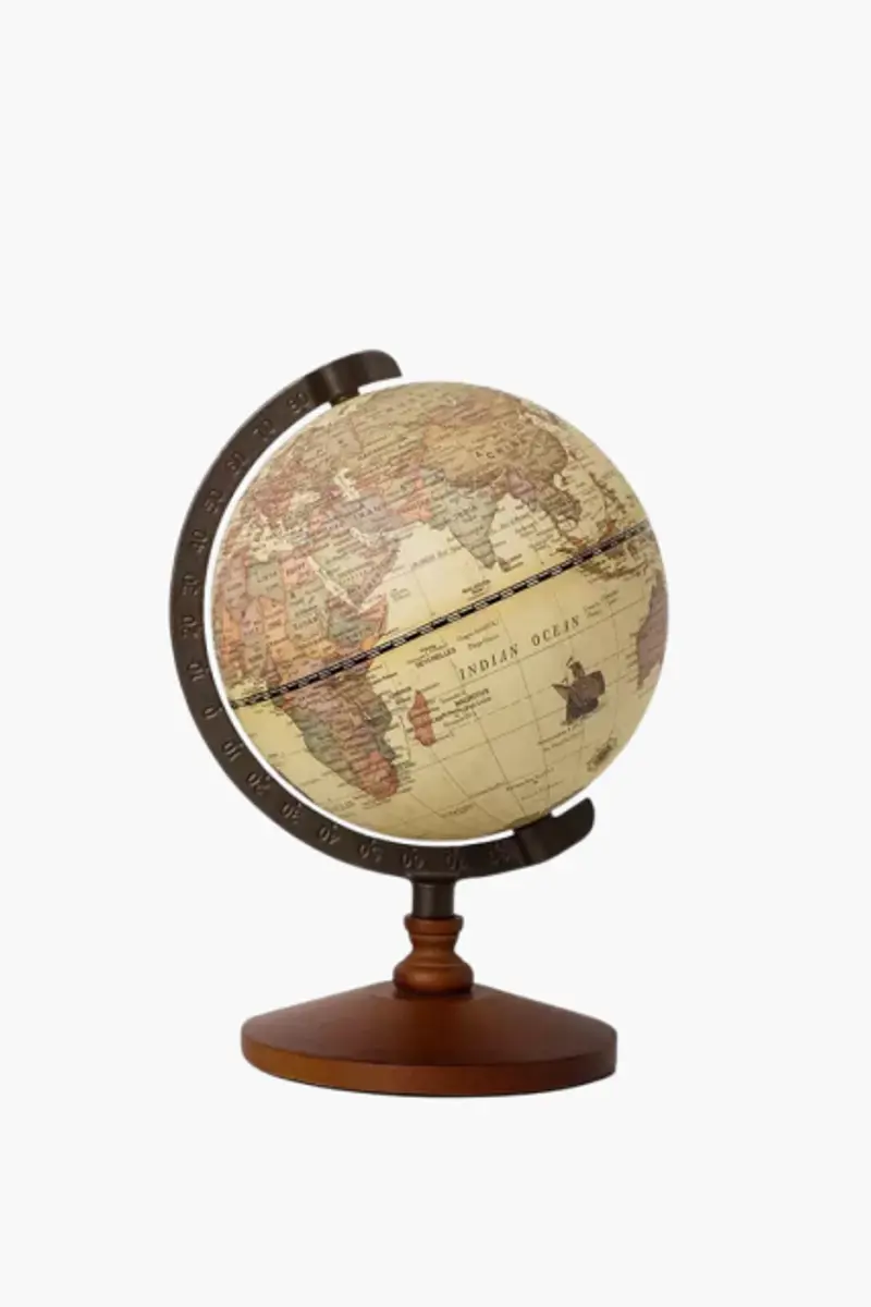 Globo Terrestre Decorativo em Madeira