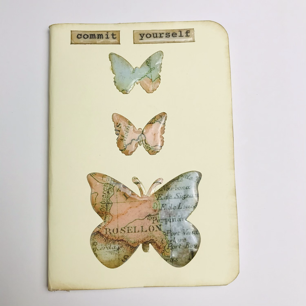 Vintage Butterfly Small Wallet Journals “Commit Yourself”