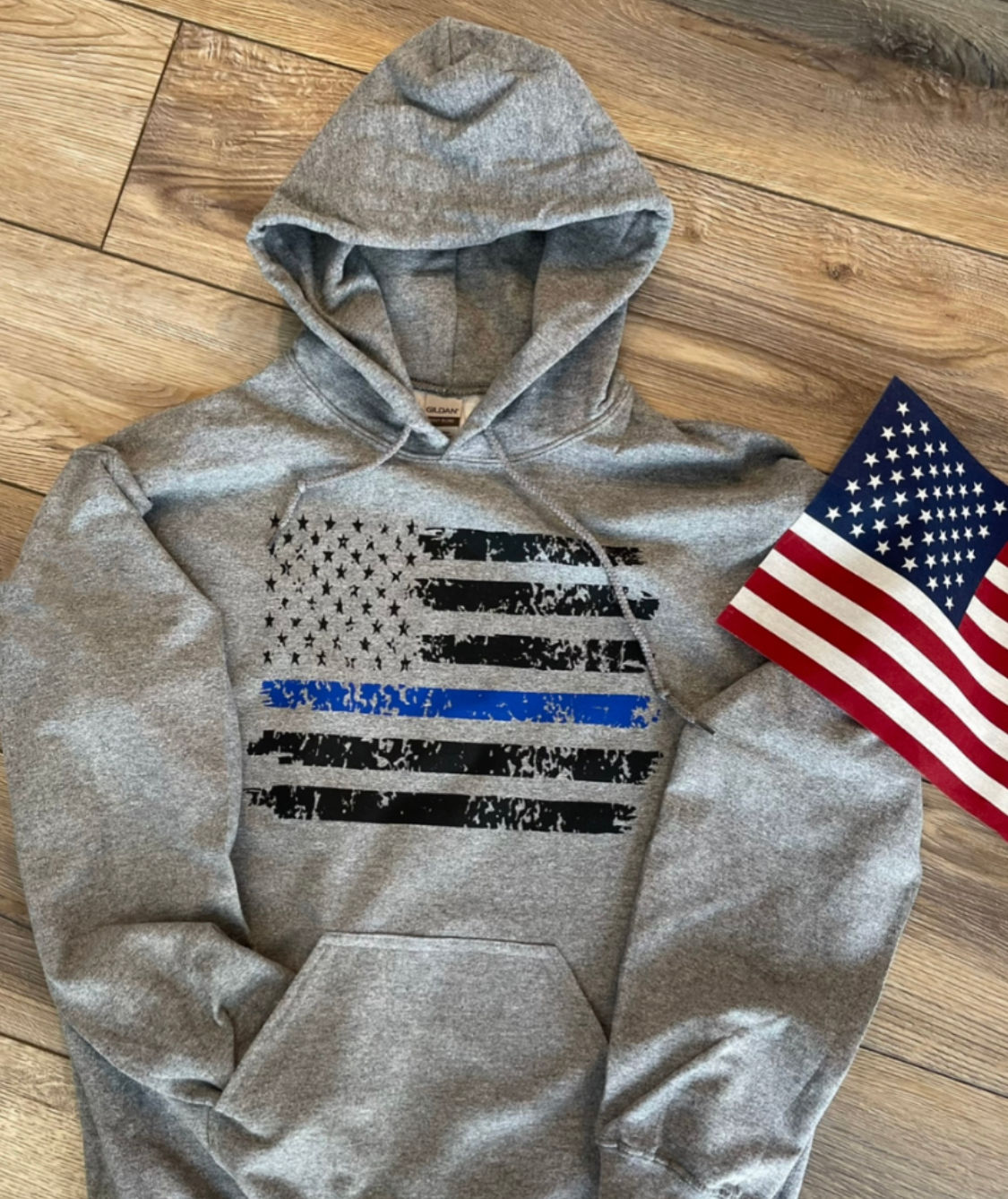 Graphite Heather Blue Line Hoodie