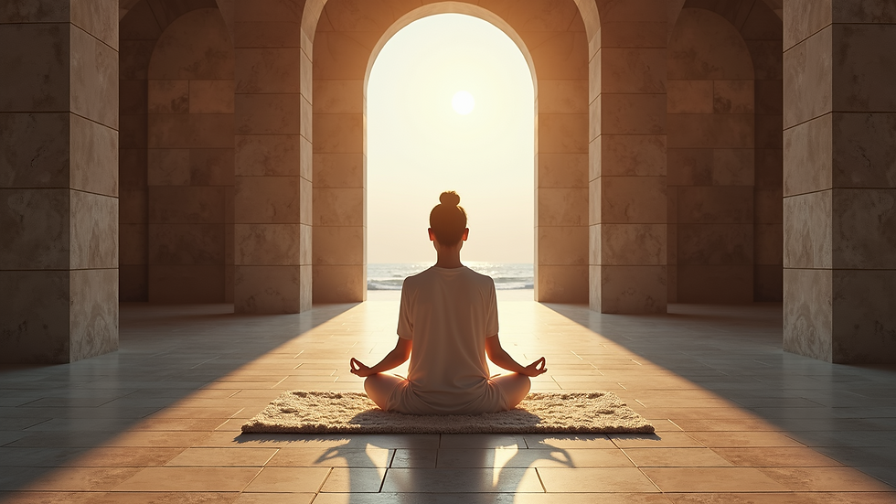 High angle view of a peaceful meditation space