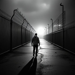 white intelligent man walking away from prison black and white.jpg