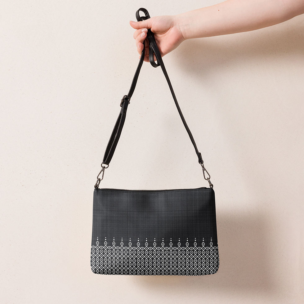 Thumbnail: Minimalistic Kolam Design - Crossbody Bag in Charcoal Gray
