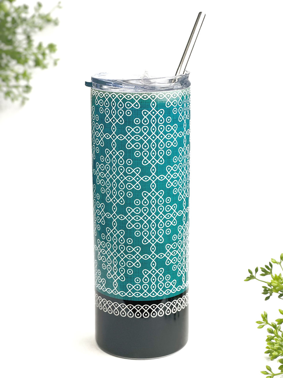 Kolam Grid on Bright Canvas - Green