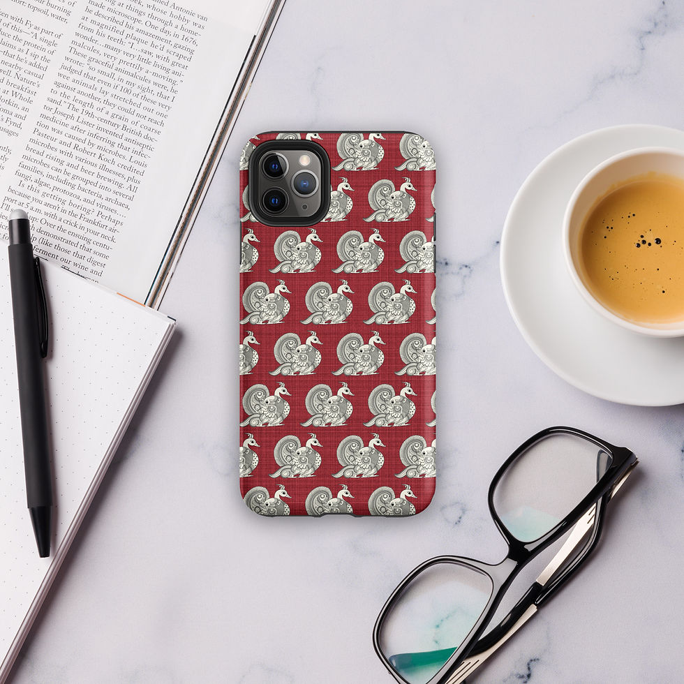Thumbnail: Tough Case for iPhone® - Red Kalamkari Peacock