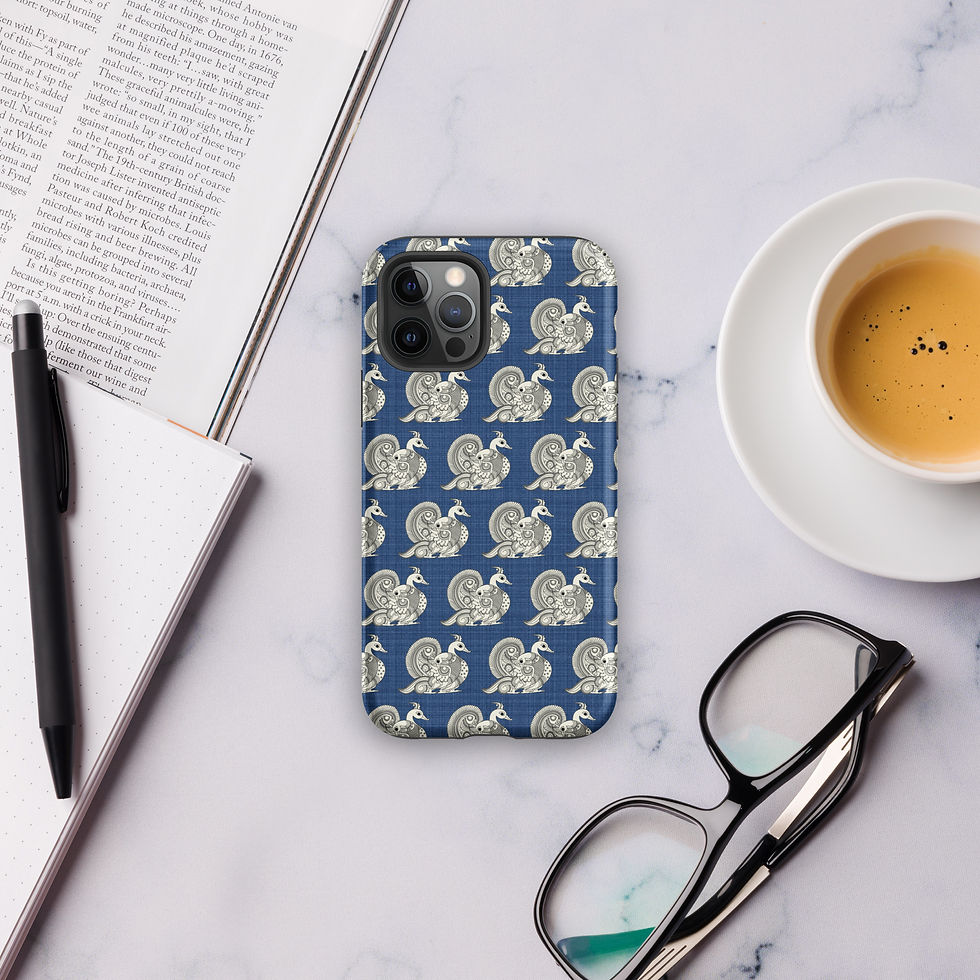 Thumbnail: Tough Case for iPhone® - Blue Kalamkari Peacock
