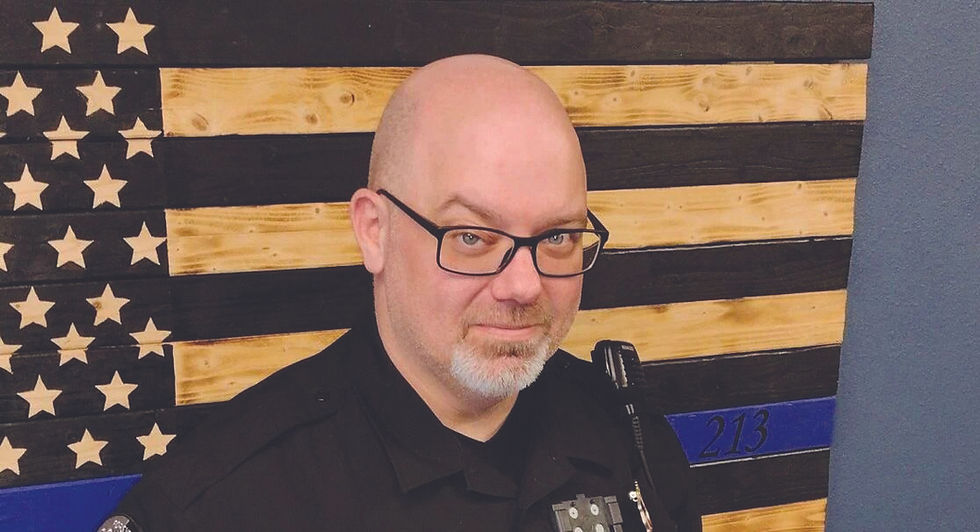 Jason Flowers, the Forsyth Police Officer who was shot in the line of duty in 2024. (Photo by AJ Fahr)