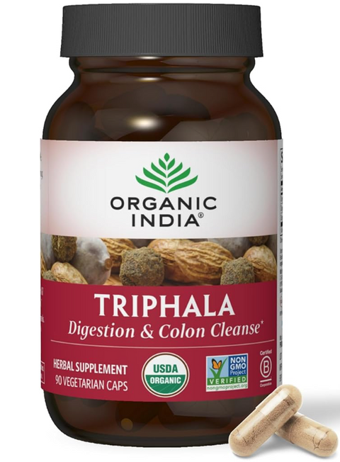Ayurvedic Triphala capsules for gentle detox and regularity.